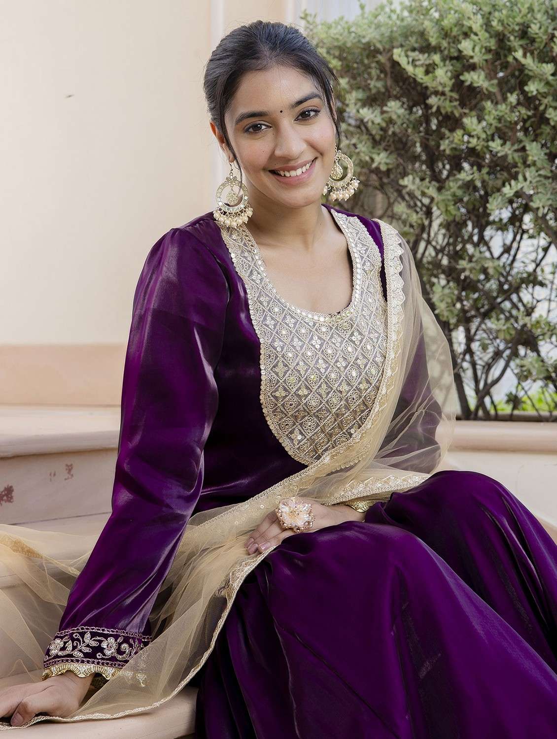 women embroidered long sleeve kurta sharara with dupatta set - 22083225 - Standard Image - 5