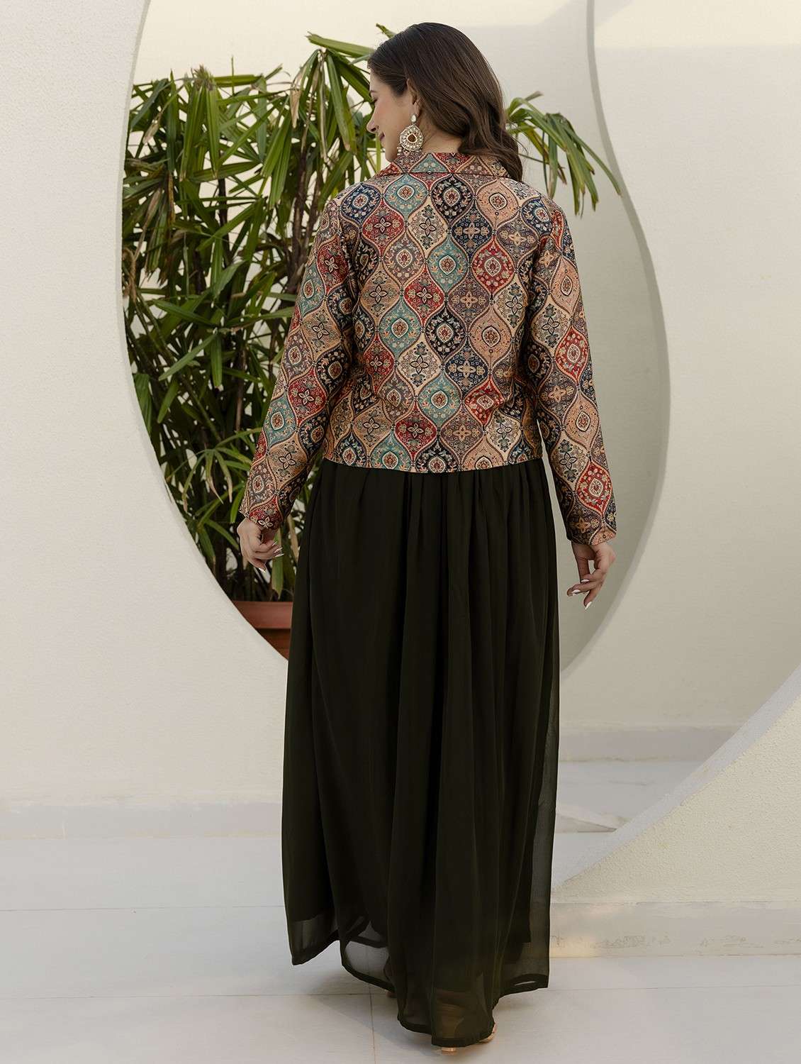 women printed long sleeve skirt top set - 22083226 -  Standard Image - 3