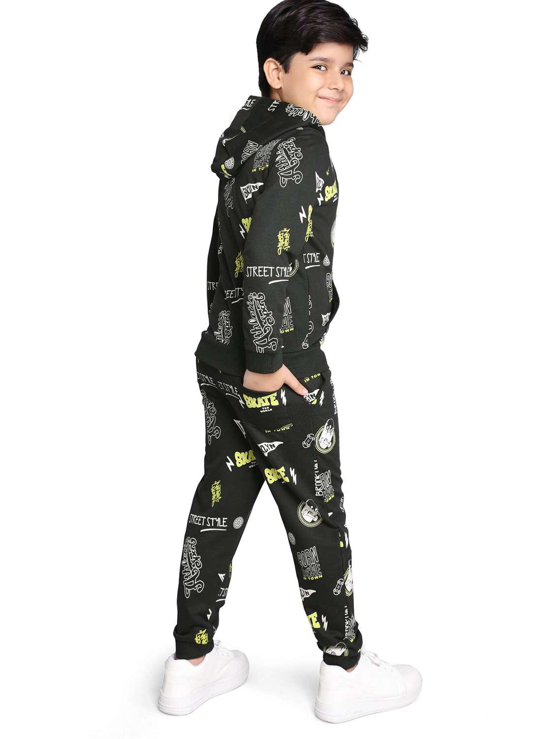 boys printed long sleeve hooded full length sets - 22083253 -  Standard Image - 3