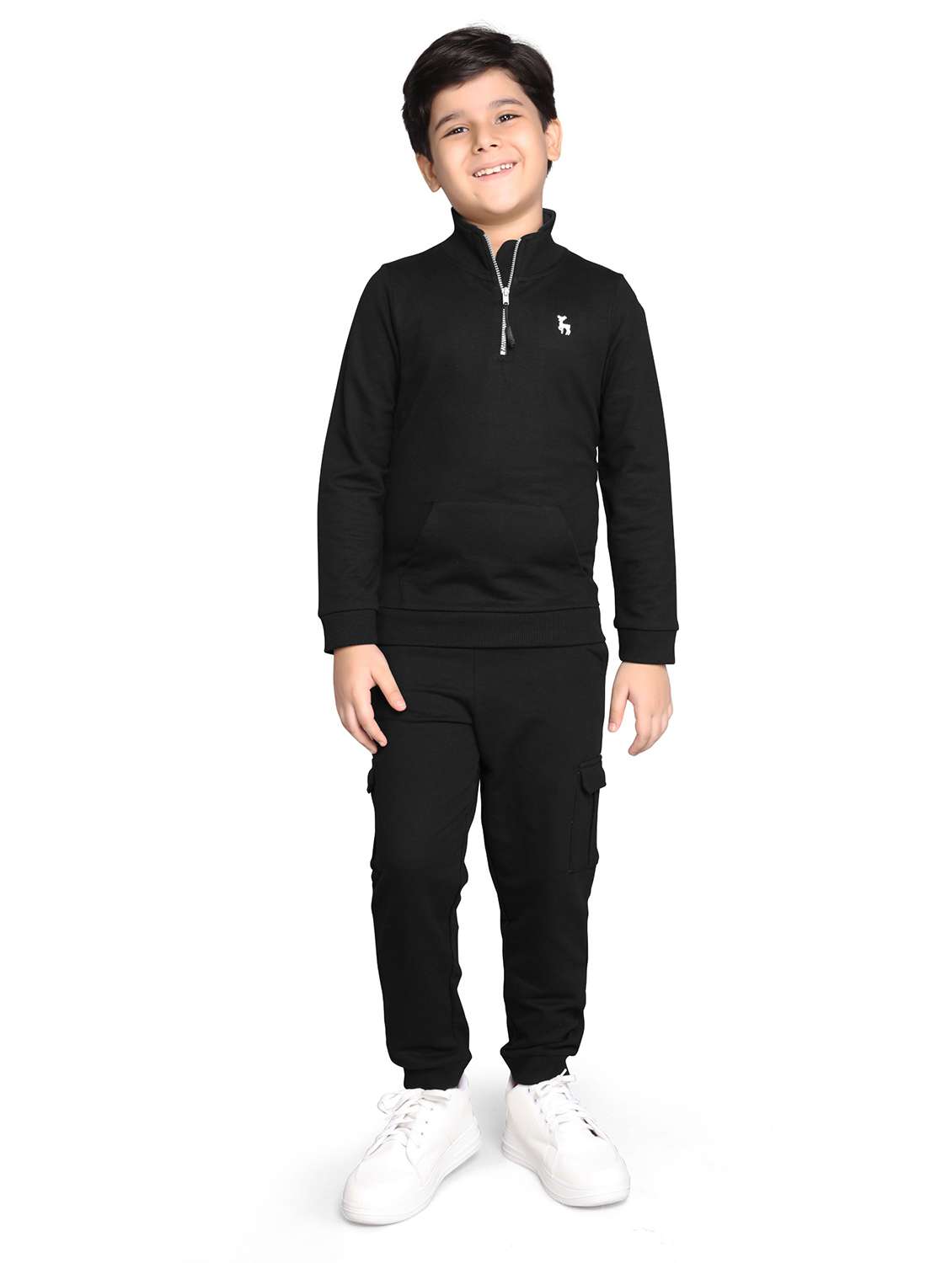 boys solid long sleeve full length set