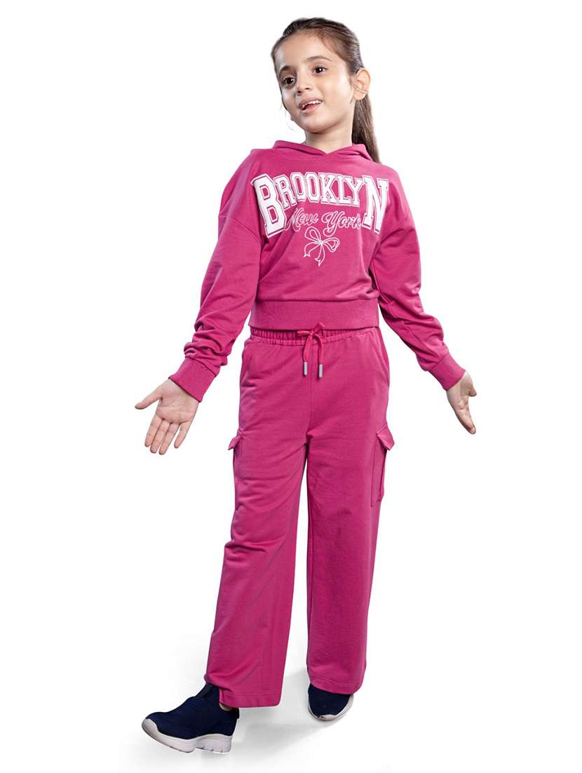 boys printed long sleeve hooded full length set