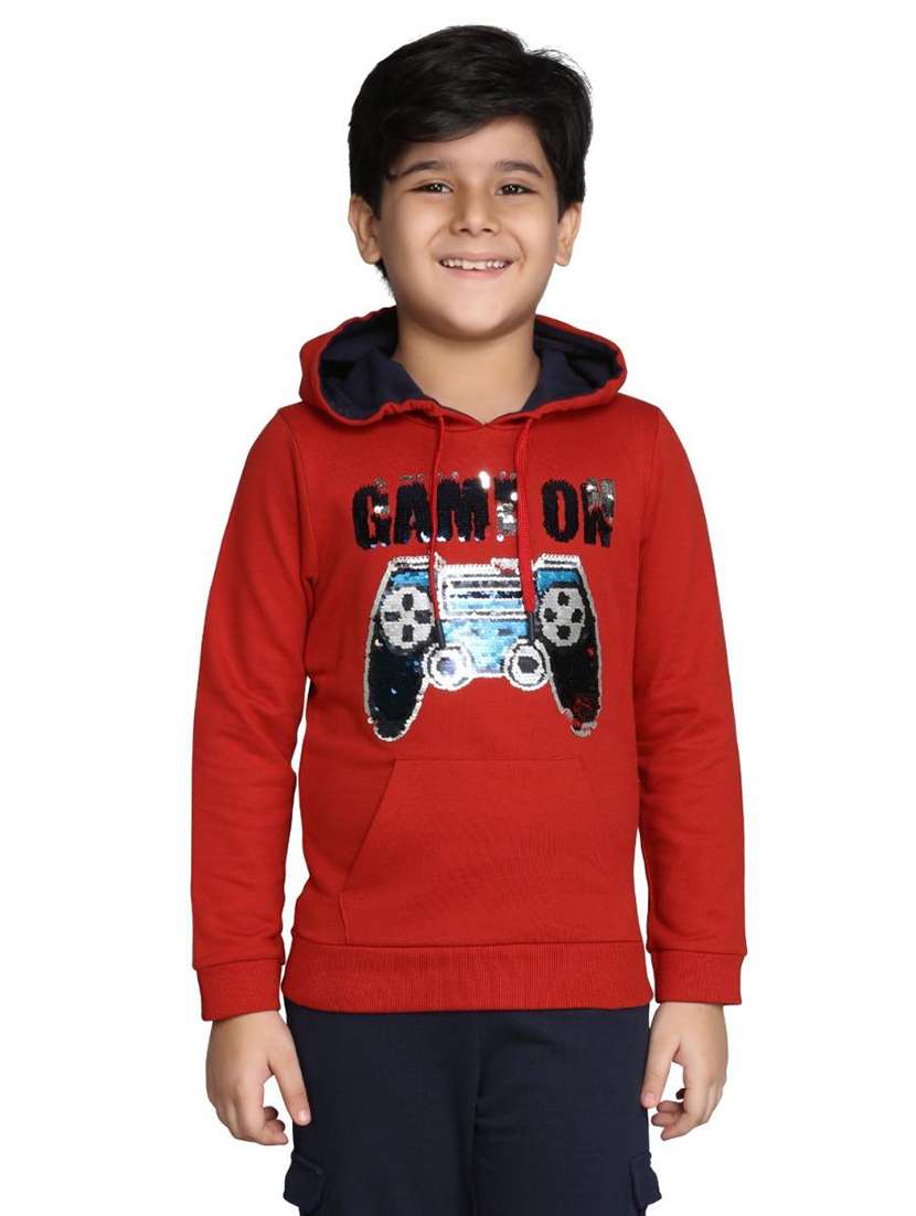 boys printed long sleeve hooded sweatshirt - 22083275 -  Zoom Image - 0