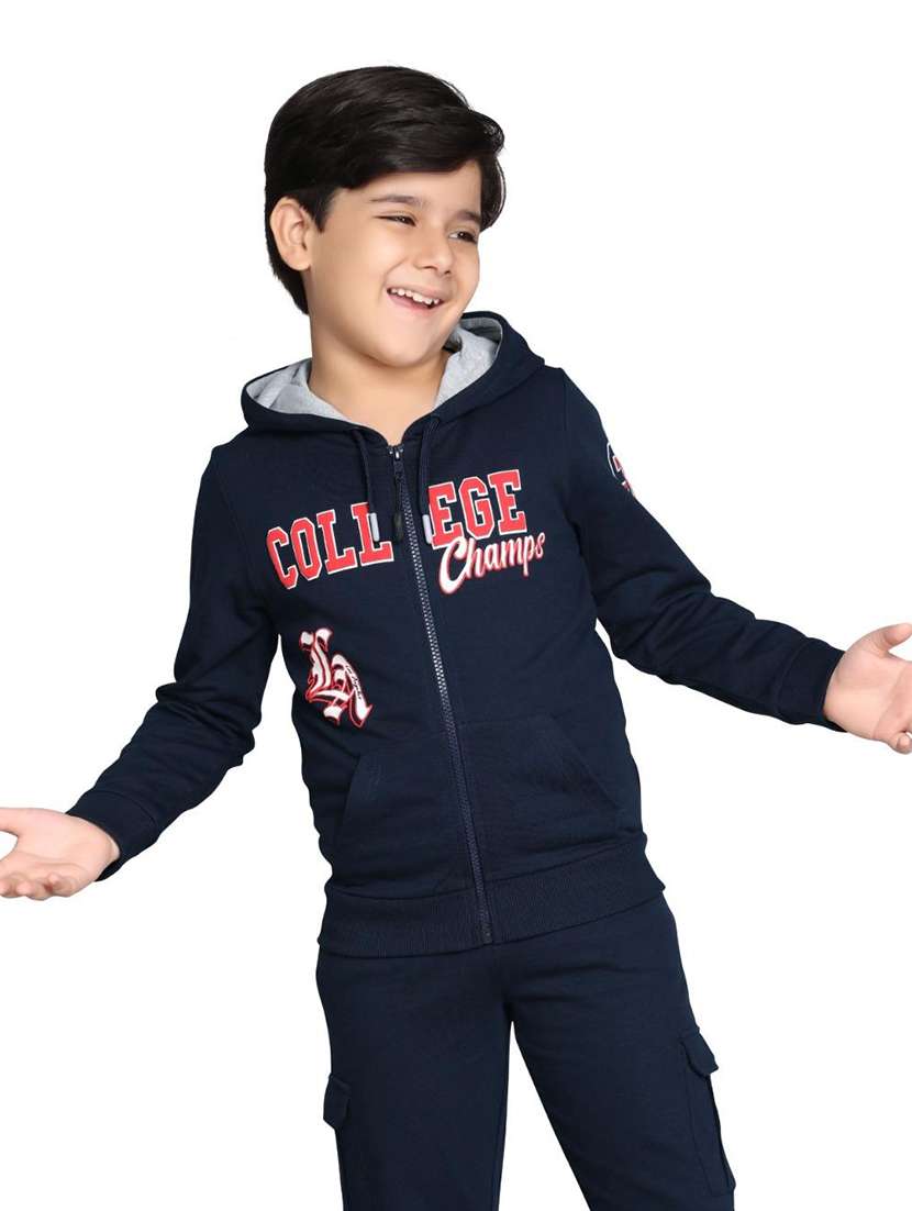 boys printed long sleeve hooded sweatshirt