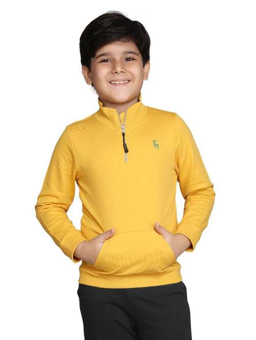 Boys Solid Long Sleeve Stand Collar Sweatshirt