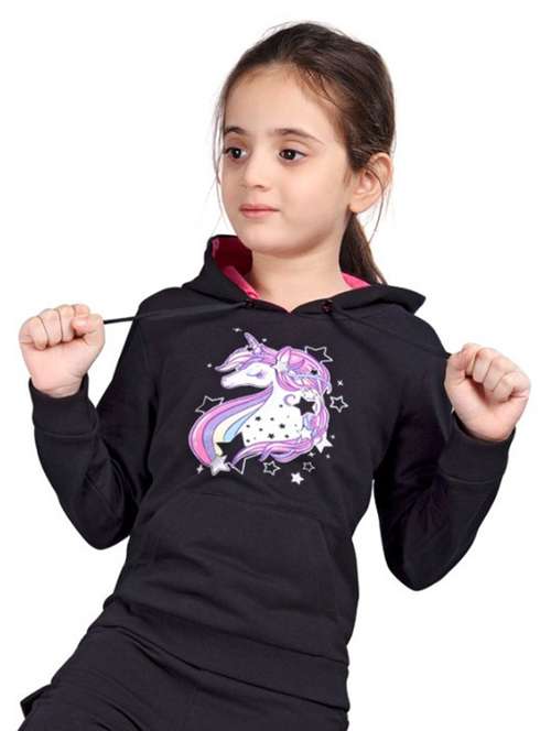 girls printed long sleeve hooded sweatshirt - 22083297 -  Standard Image - 0