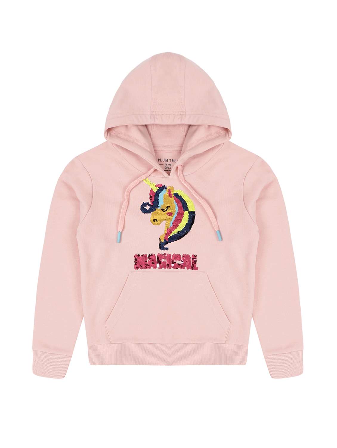 girls printed long sleeve hooded sweatshirt