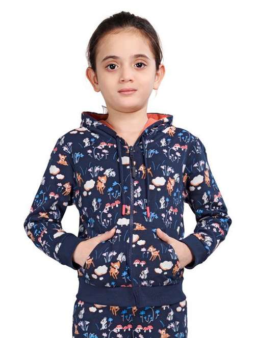 girls printed long sleeve hooded sweatshirt - 22083299 -  Standard Image - 0