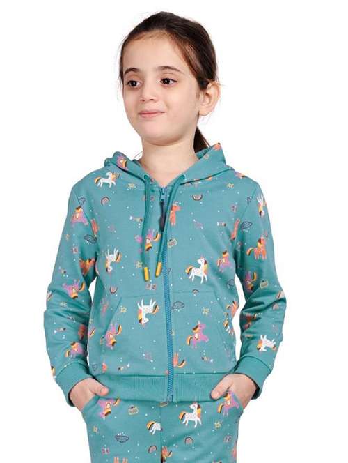 girls printed long sleeve hooded sweatshirt - 22083300 - Standard Image - 0