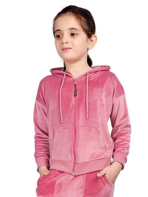 girls solid long sleeve hooded sweatshirt - 22083304 -  Standard Image - 0