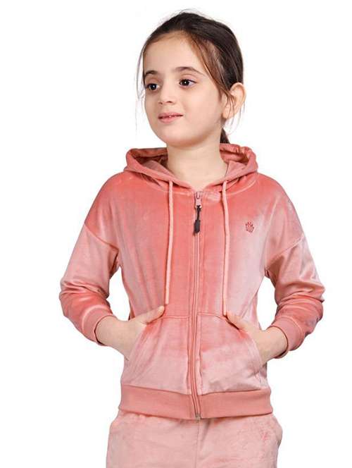 girls solid long sleeve hooded sweatshirt - 22083305 -  Standard Image - 0