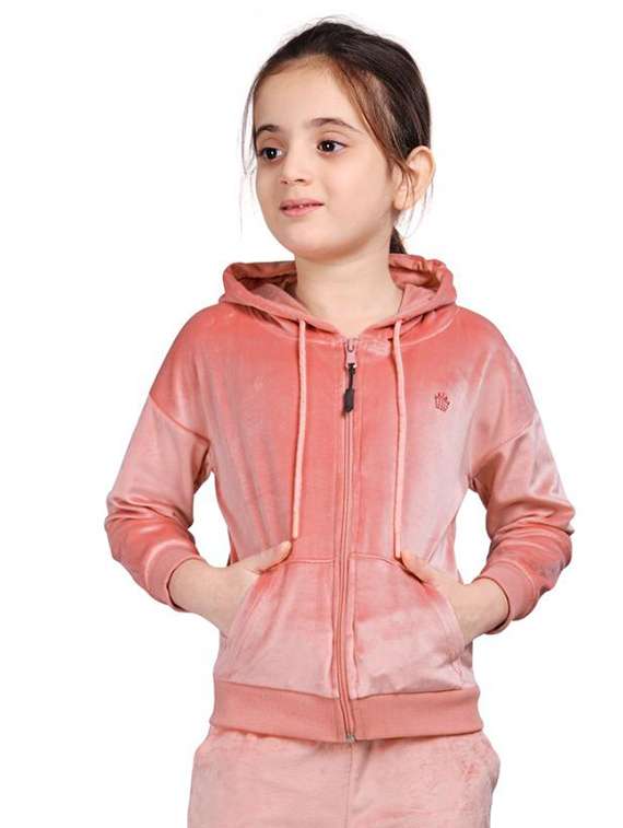 girls solid long sleeve hooded sweatshirt - 22083305 -  Zoom Image - 0
