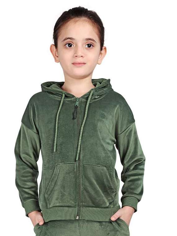 girls solid long sleeve hooded sweatshirt - 22083306 -  Zoom Image - 0