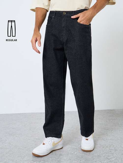 men plain mid rise full length straight fit jeans - 22083320 - Standard Image - 0