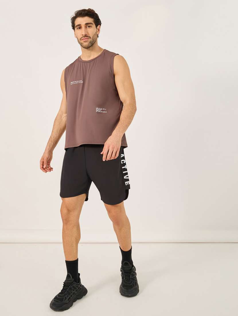 men typographic mid rise regular fit sports shorts - 22083330 - Standard Image - 3