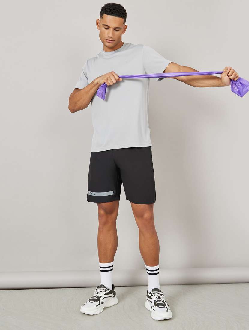 men typographic mid rise regular fit sports shorts - 22083331 - Standard Image - 3