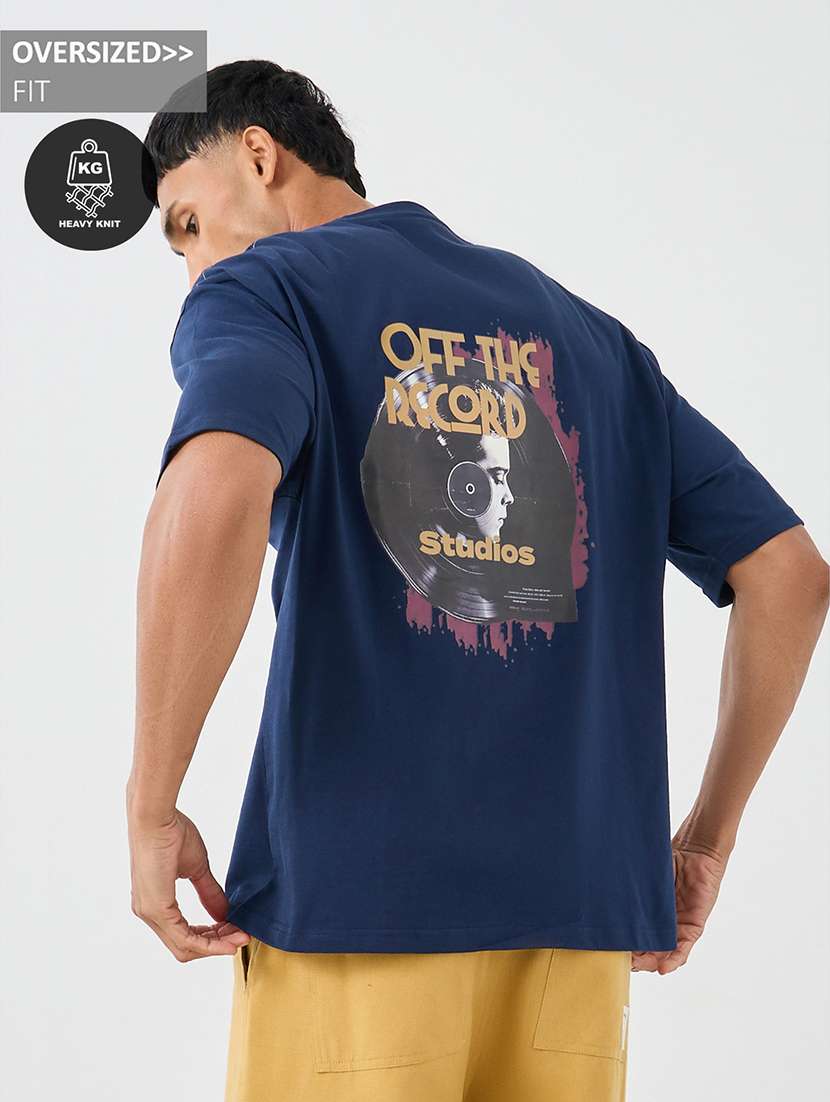 men front & back print short sleeve oversized t-shirt