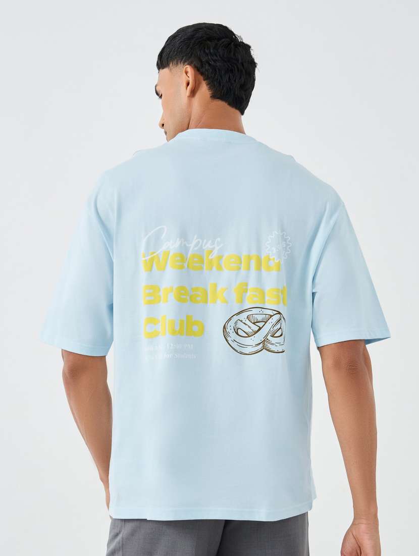 blue cotton front print tshirt