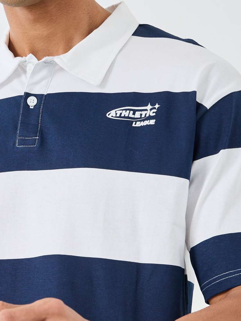 men striped short sleeve oversized polo t-shirt - 22083425 -  Standard Image - 3