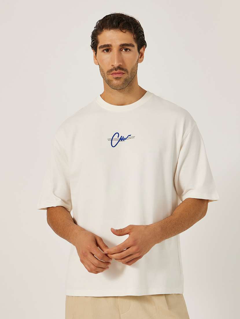 men chest print short sleeve oversized t-shirt