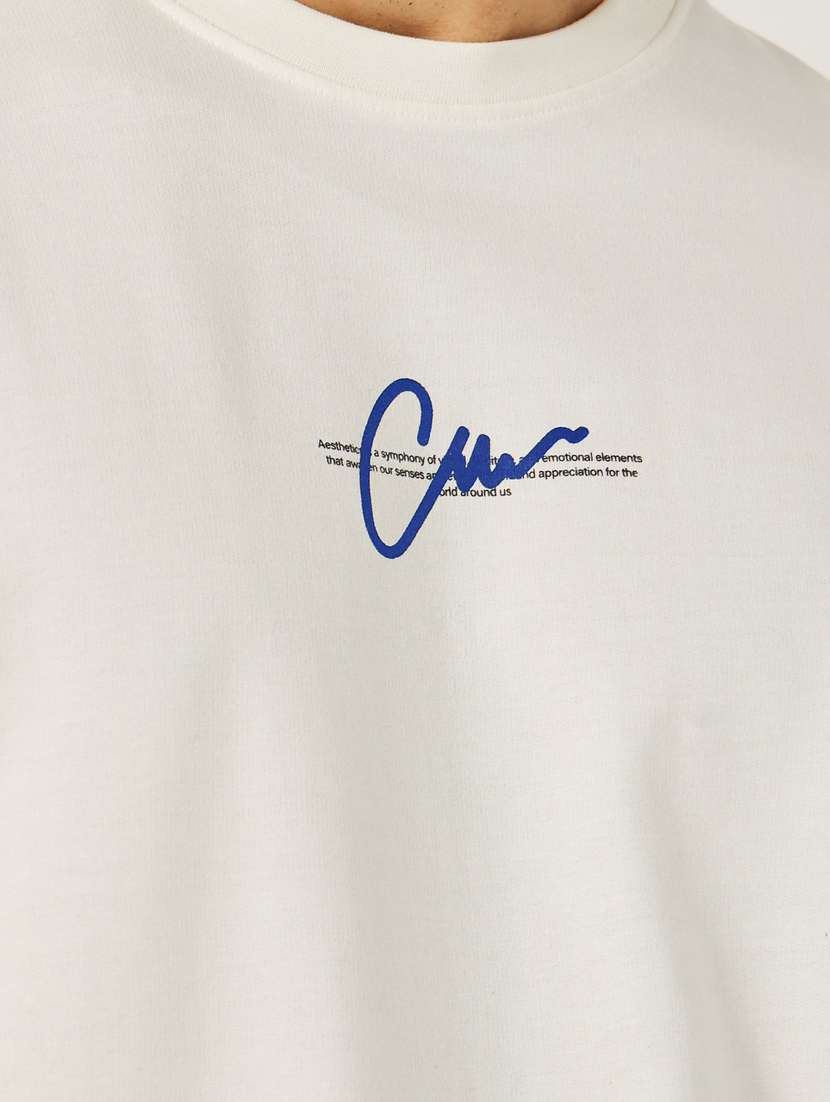 men chest print short sleeve oversized t-shirt - 22083426 -  Standard Image - 3