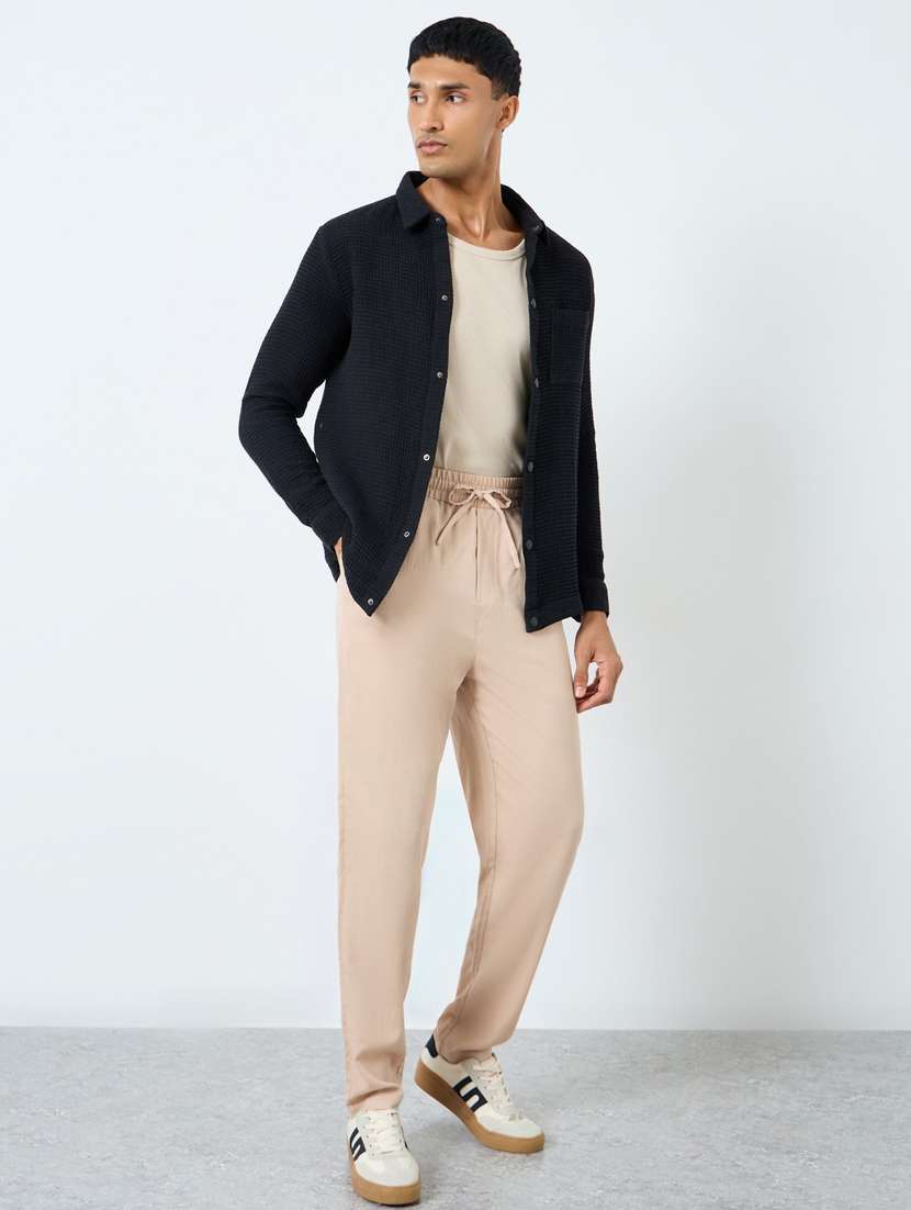 men textured long sleeve regular fit casual shirt - 22083446 -  Standard Image - 3