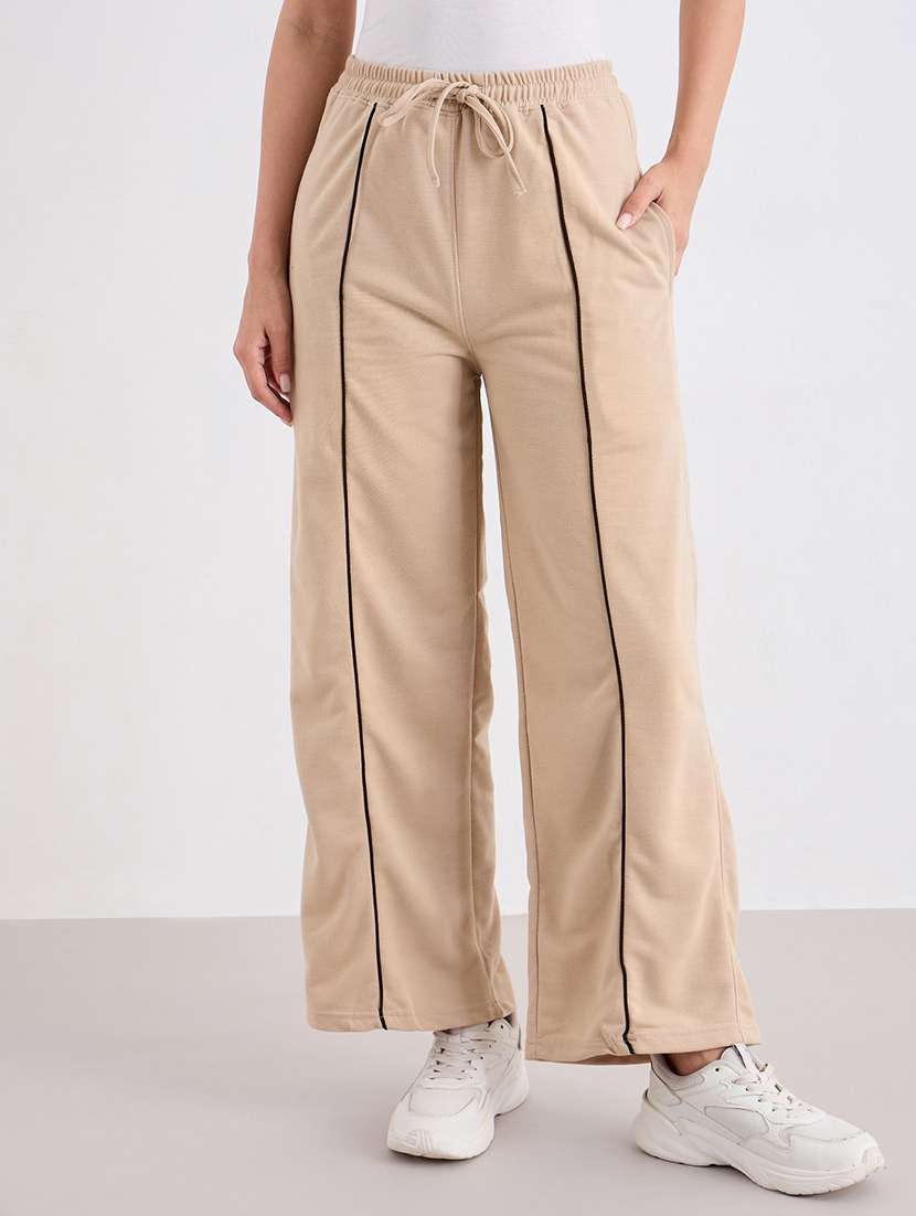 women solid mid rise relaxed fit track pant