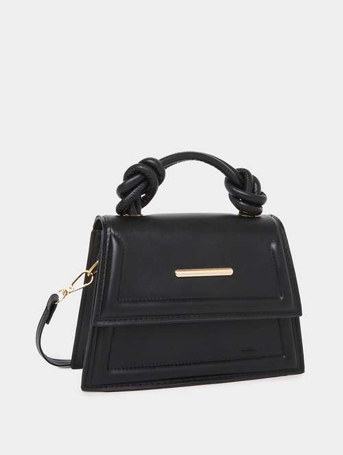 women black solid handbag - 22083466 - Standard Image - 0