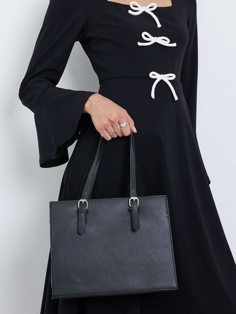 women black solid handbag - 22083467 - Standard Image - 3