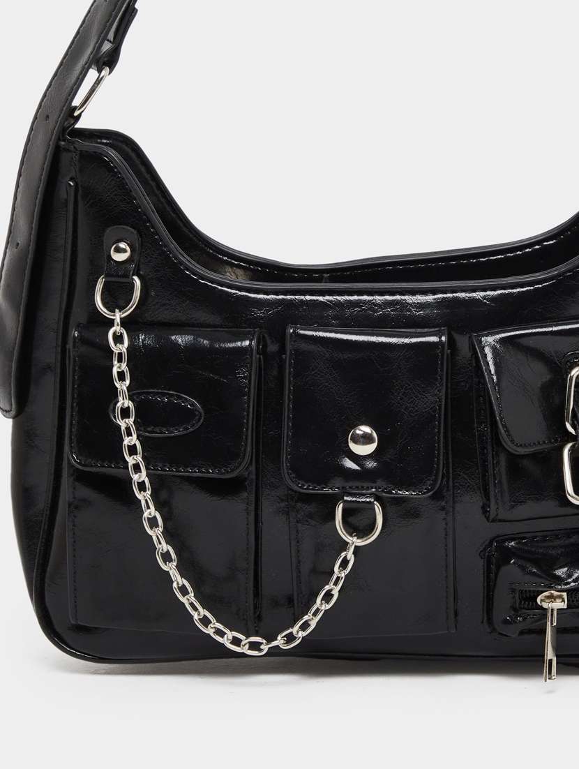women black solid handbag - 22083468 - Standard Image - 3
