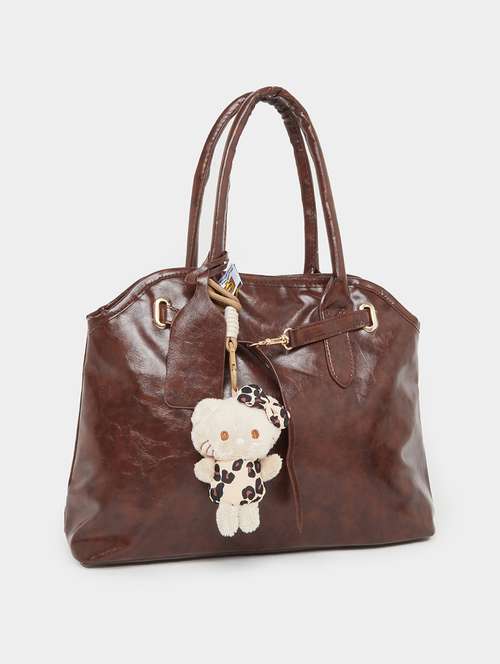 women brown solid tote bag - 22083470 - Standard Image - 0