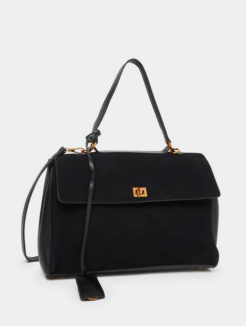 women black solid pu handbag - 22083476 -  Standard Image - 0