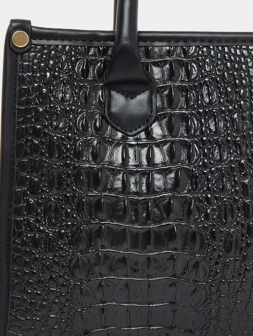 women black textured structured handbag - 22083477 - Standard Image - 3