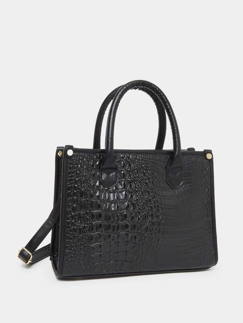 women black textured structured handbag - 22083477 - Standard Image - 5