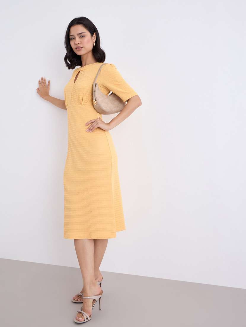 women self designed puff sleeve sheath dress - 22083480 - Zoom Image - 0