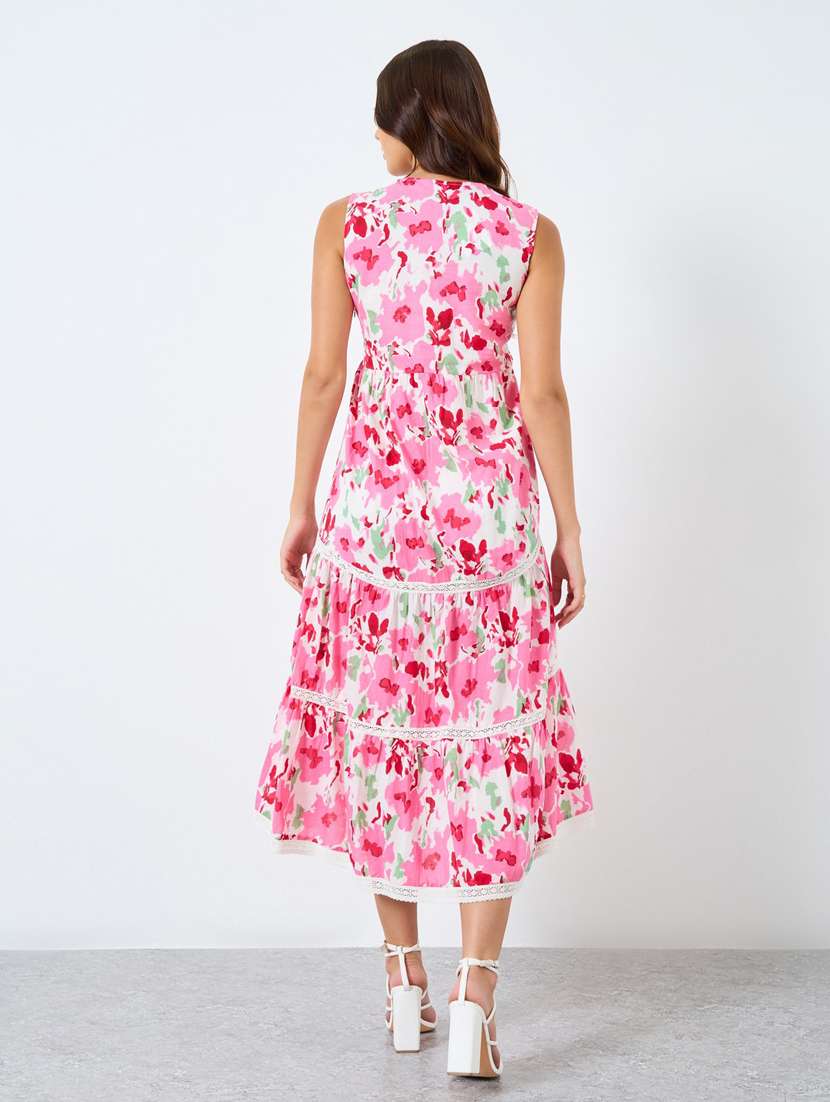 women printed sleeveless tiered dress - 22083482 - Standard Image - 3