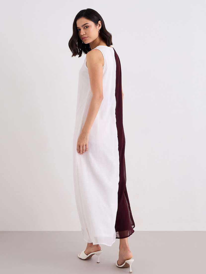 women color blocked sleeveless a-line dress - 22083483 - Standard Image - 3