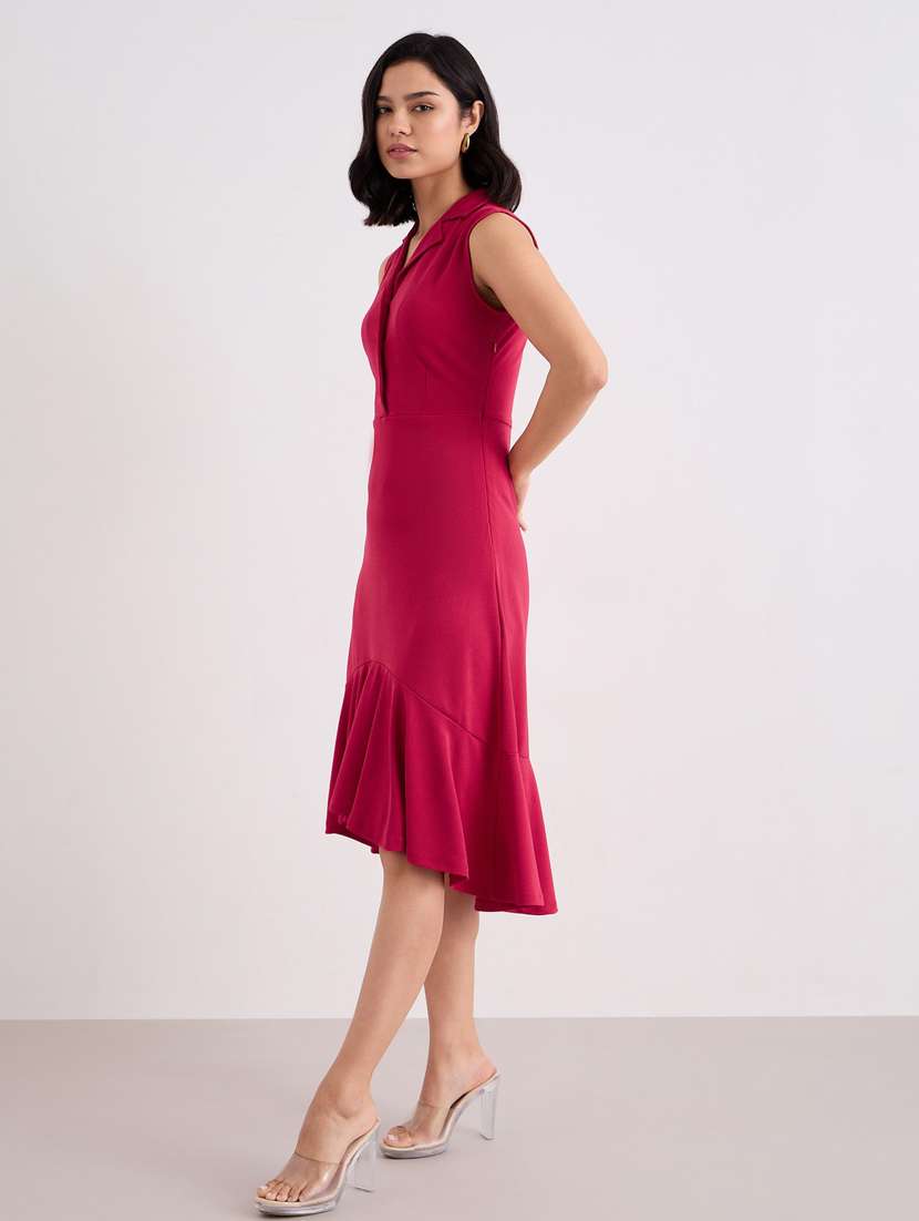 women pink solid sleeveless tiered dress - 22083491 -  Standard Image - 3