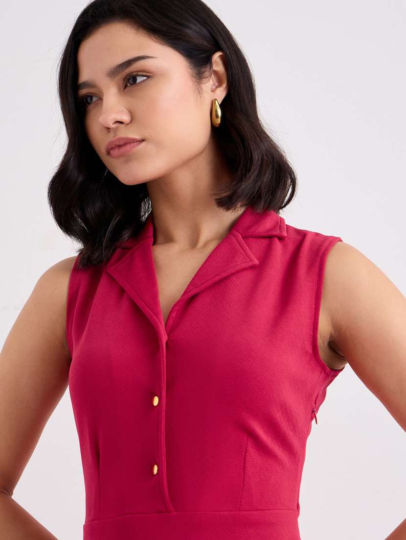 women pink solid sleeveless tiered dress - 22083491 -  Standard Image - 5