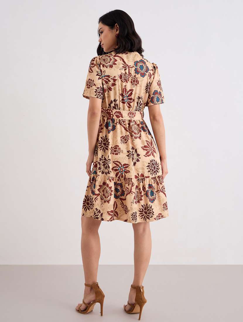 women printed puff sleeve tiered dress - 22083499 - Standard Image - 3