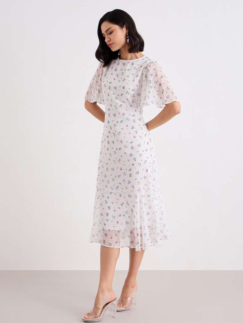 women floral print flared sleeve a-line dress - 22083503 - Standard Image - 3
