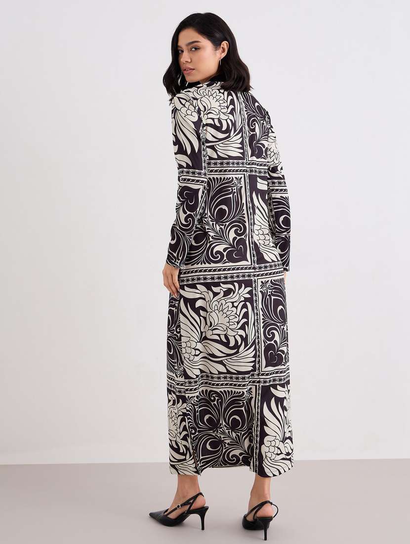 women printed mock neck long sleeve sheath  dress - 22083507 -  Standard Image - 3