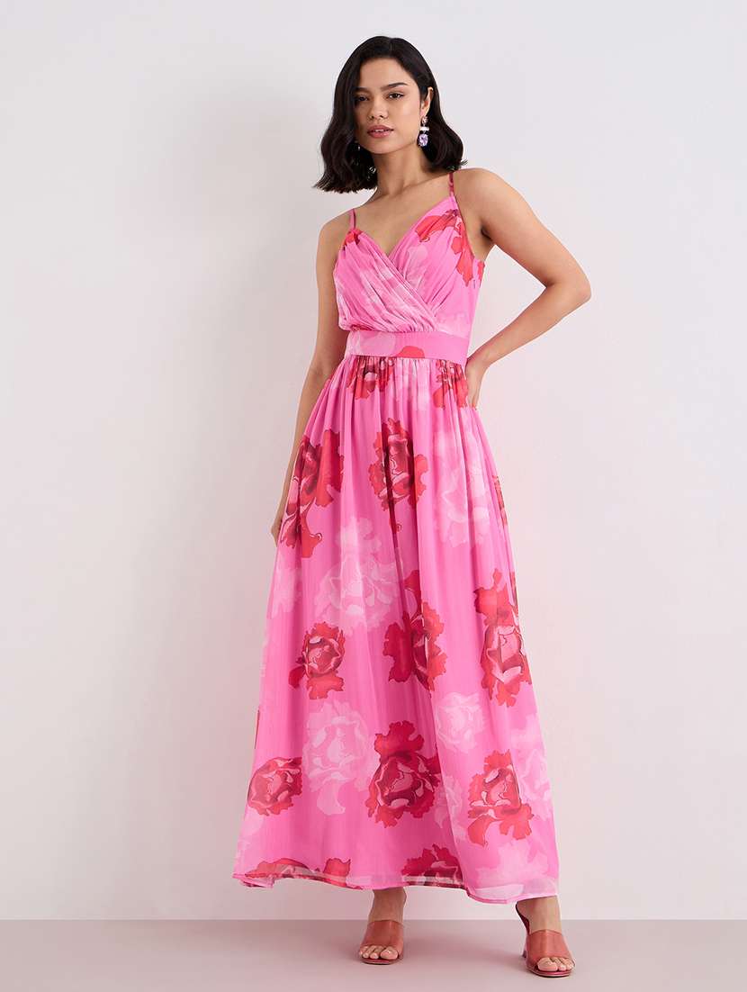 women floral print shoulder strap fit & flare dress - 22083510 -  Zoom Image - 0
