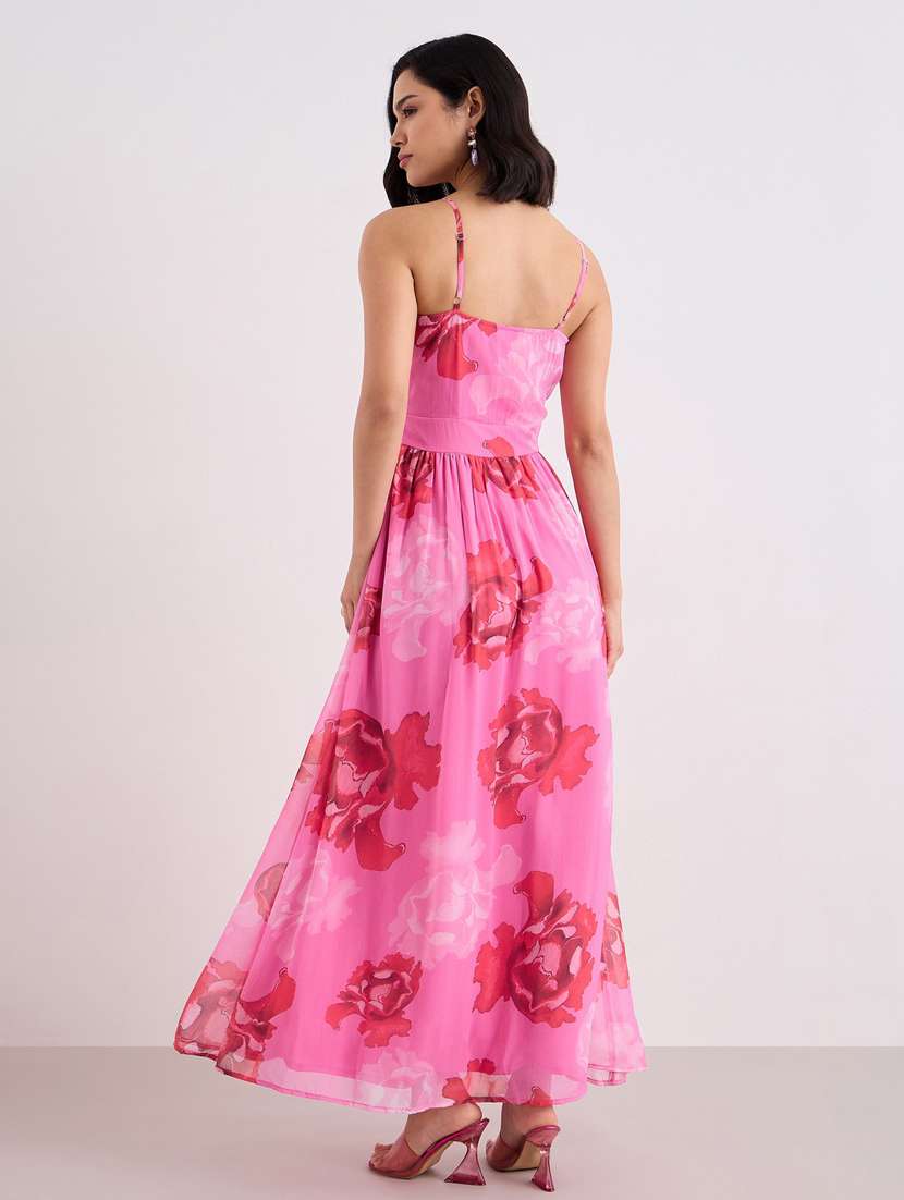 women floral print shoulder strap fit & flare dress - 22083510 - Standard Image - 3