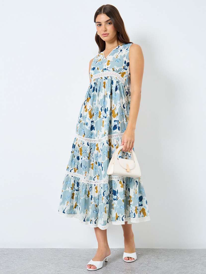 women printed sleeveless  tiered dress - 22083516 -  Zoom Image - 0