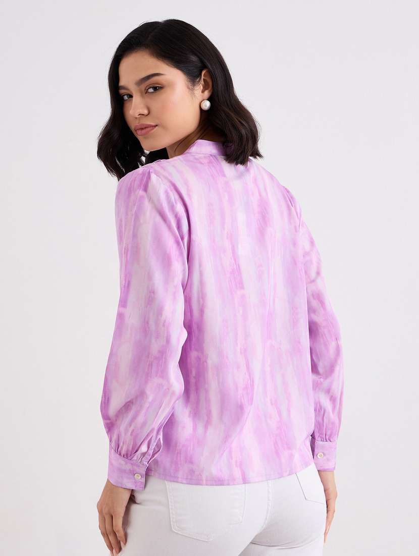 women mandarin collar long sleeve regular fit shirt - 22083528 -  Standard Image - 3