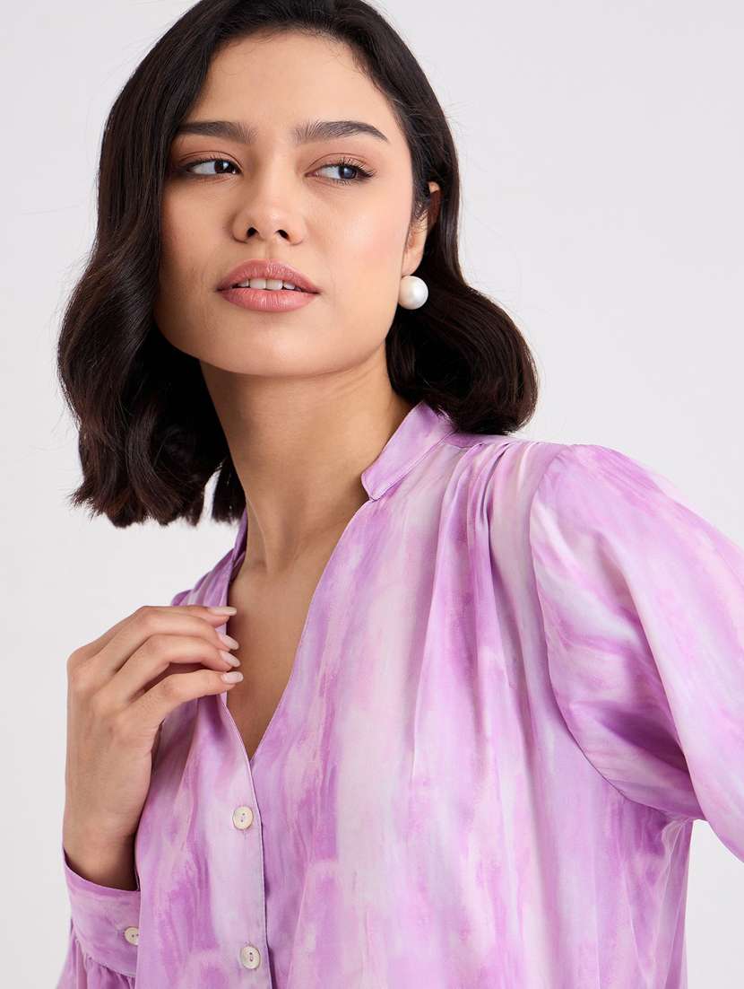 women mandarin collar long sleeve regular fit shirt - 22083528 -  Standard Image - 5