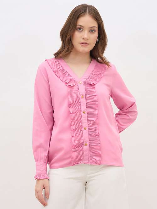 women pink long sleeve regular fit shirt - 22083532 -  Standard Image - 0