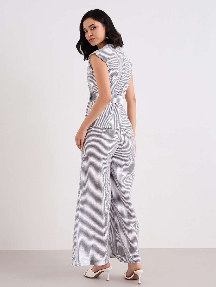 women striped top and trouser co-ord set - 22083534 -  Standard Image - 3