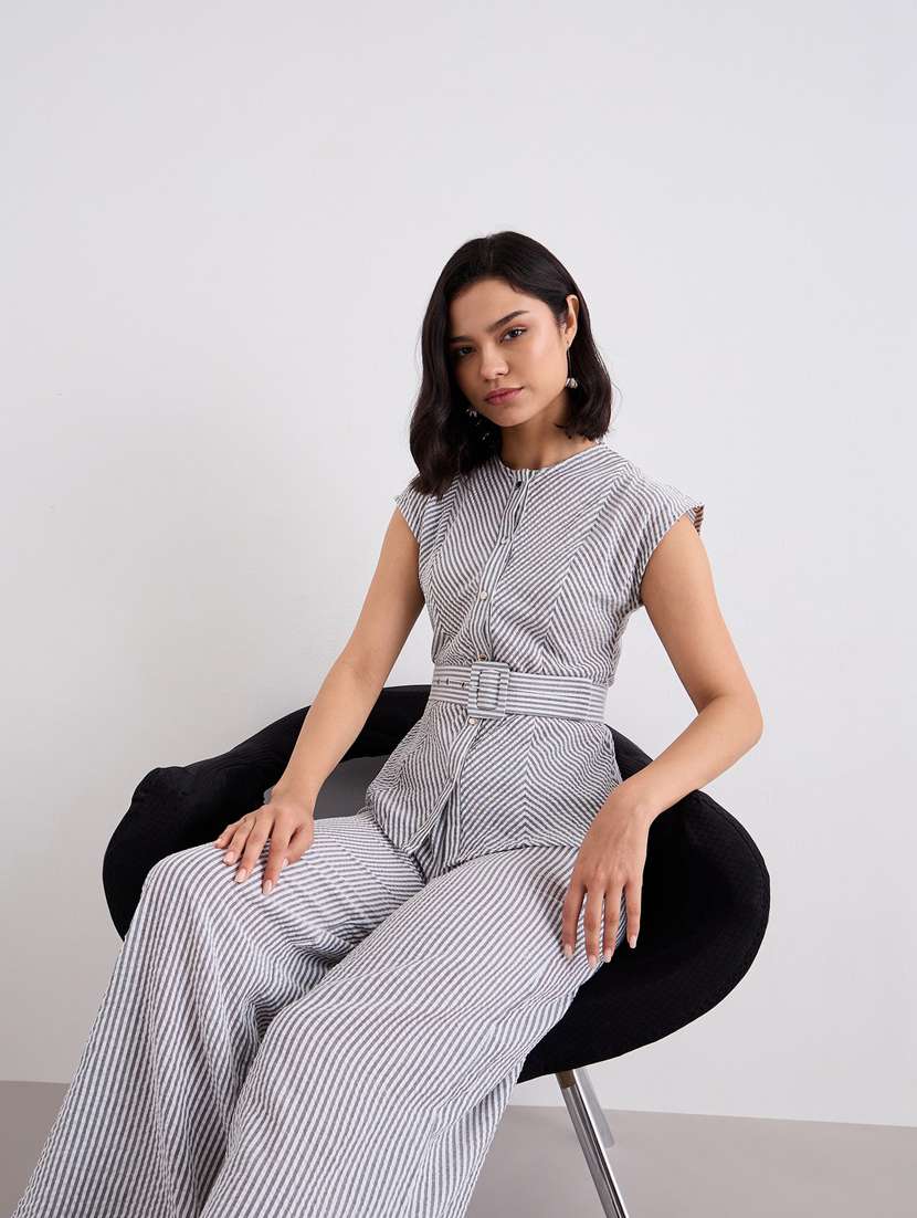 women striped top and trouser co-ord set - 22083534 -  Standard Image - 5