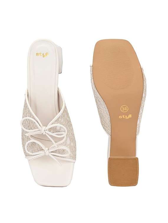 women solid slip on block heel sandal - 22083536 - Standard Image - 5